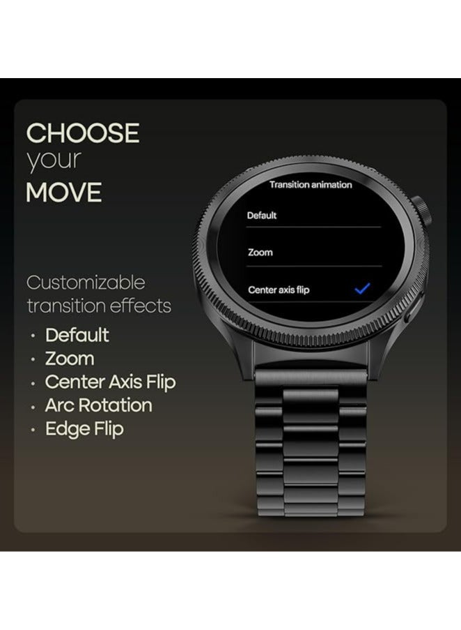 Noise Newly Launched Halo 2 Smartwatch 1.43" AMOLED, 1st Rotating Dial (Axe-cut Bezel Design), Stainless Steel Build, Menu Transition Animations Effects, BT Calling, Health Suite (Elite Black) - Image 4