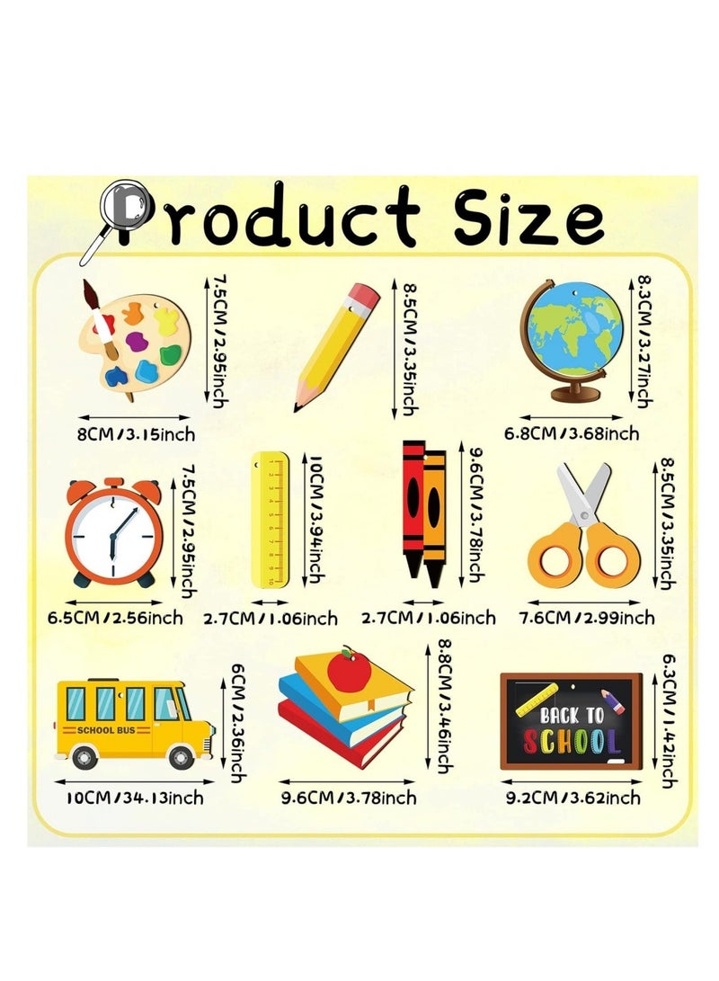 كوول تشيك 30 قطعة من زينة العودة إلى المدرسة الخشبية المعلقة، قطع ديكور معلقة لأول يوم دراسي، زينة خشبية لمستلزمات الحفلات - Image 3