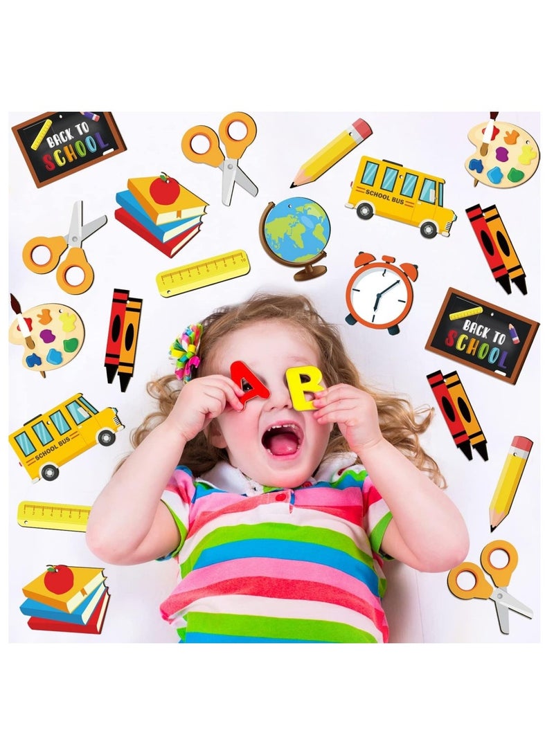 كوول تشيك 30 قطعة من زينة العودة إلى المدرسة الخشبية المعلقة، قطع ديكور معلقة لأول يوم دراسي، زينة خشبية لمستلزمات الحفلات - Image 4