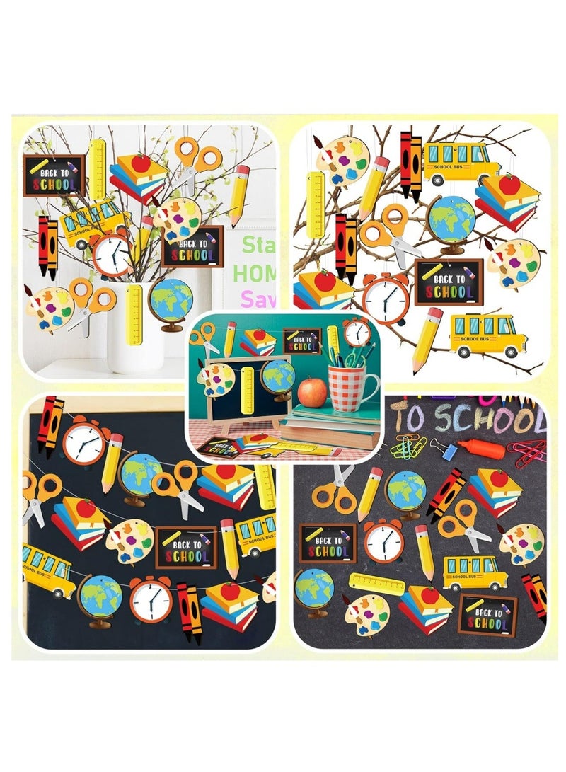 كوول تشيك 30 قطعة من زينة العودة إلى المدرسة الخشبية المعلقة، قطع ديكور معلقة لأول يوم دراسي، زينة خشبية لمستلزمات الحفلات - Image 5
