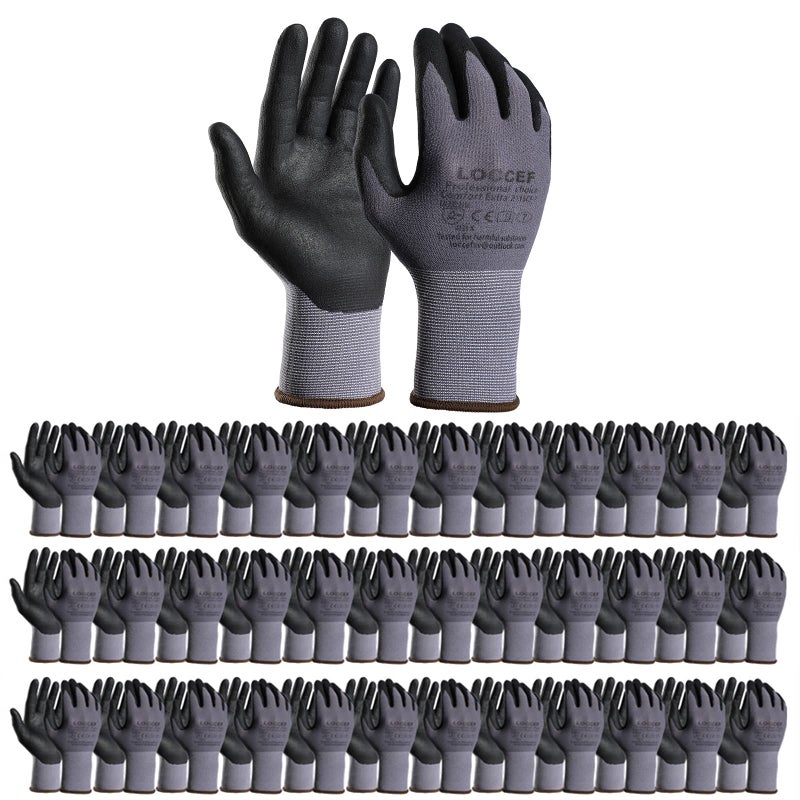 LOCCEF Safety Work Gloves MicroFoam Nitrile Coated36 PairsSeamless Knit Nylon GlovesHome ImprovementMicroFoam Gloves 36 Pairs 10XL