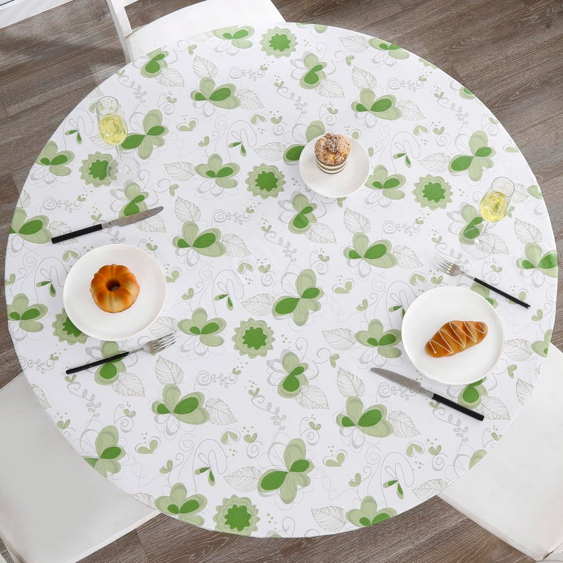 Walrus Round Vinyl Fitted Tablecloth with Flannel Backing Elastic Edge Design Table Cover Waterproof Oil-Proof PVC Table Cloth Stain-Resistant Best for 45"-56" Round - Image 1