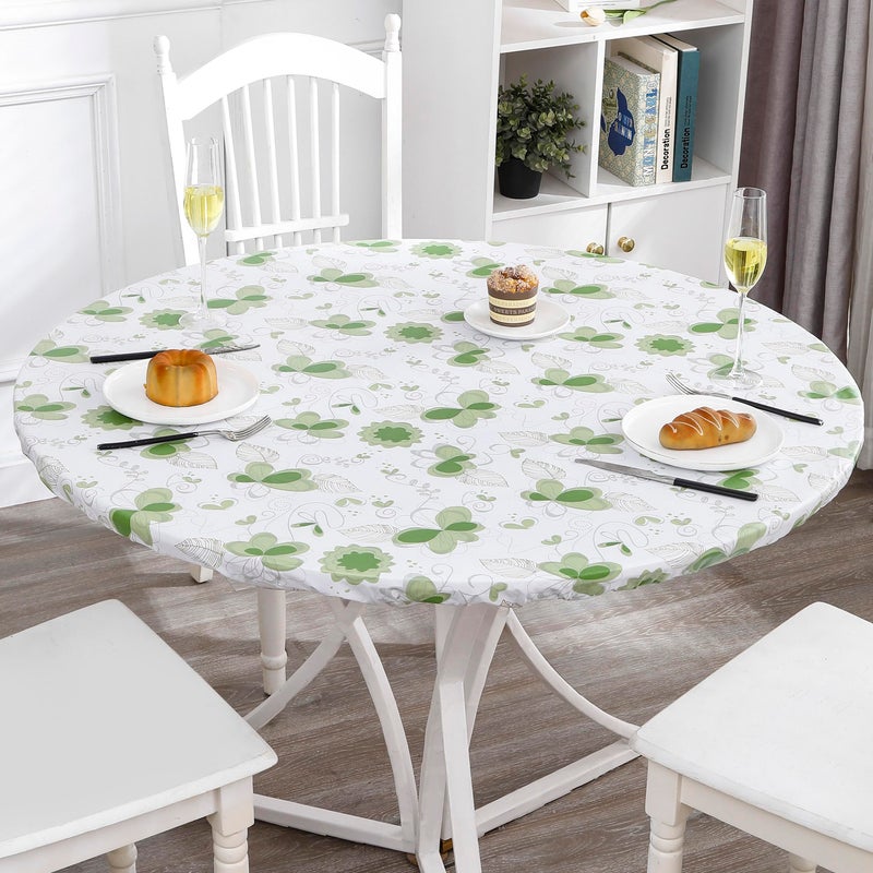Walrus Round Vinyl Fitted Tablecloth with Flannel Backing Elastic Edge Design Table Cover Waterproof Oil-Proof PVC Table Cloth Stain-Resistant Best for 45"-56" Round - Image 4