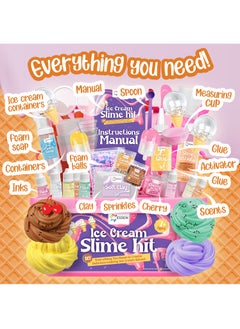 ESSEN Ice Cream Slime Kit for Kids DIY Slime Making Kit Make Your Own Slime Icecream Set Toys for Kids Girls Boys Birthday Gift Toy DIY Fluffy Butter Slime Kits Arts Crafts Set with 33 Accessories  - Image 4