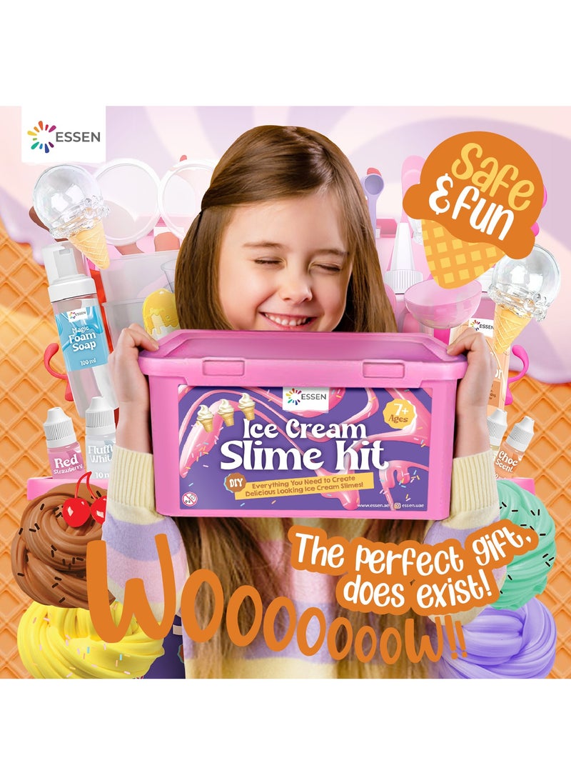 ESSEN Ice Cream Slime Kit for Kids DIY Slime Making Kit Make Your Own Slime Icecream Set Toys for Kids Girls Boys Birthday Gift Toy DIY Fluffy Butter Slime Kits Arts Crafts Set with 33 Accessories  - Image 3