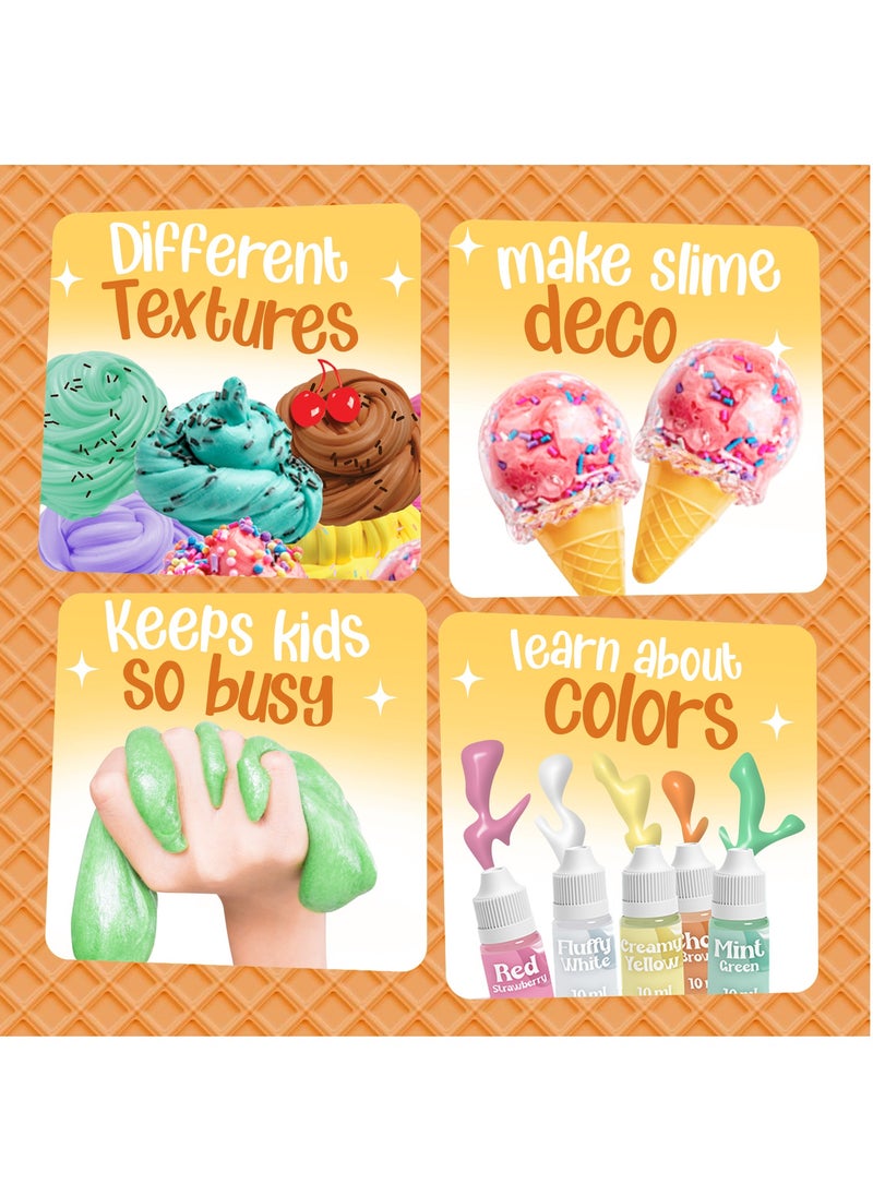 ESSEN Ice Cream Slime Kit for Kids DIY Slime Making Kit Make Your Own Slime Icecream Set Toys for Kids Girls Boys Birthday Gift Toy DIY Fluffy Butter Slime Kits Arts Crafts Set with 33 Accessories  - Image 2