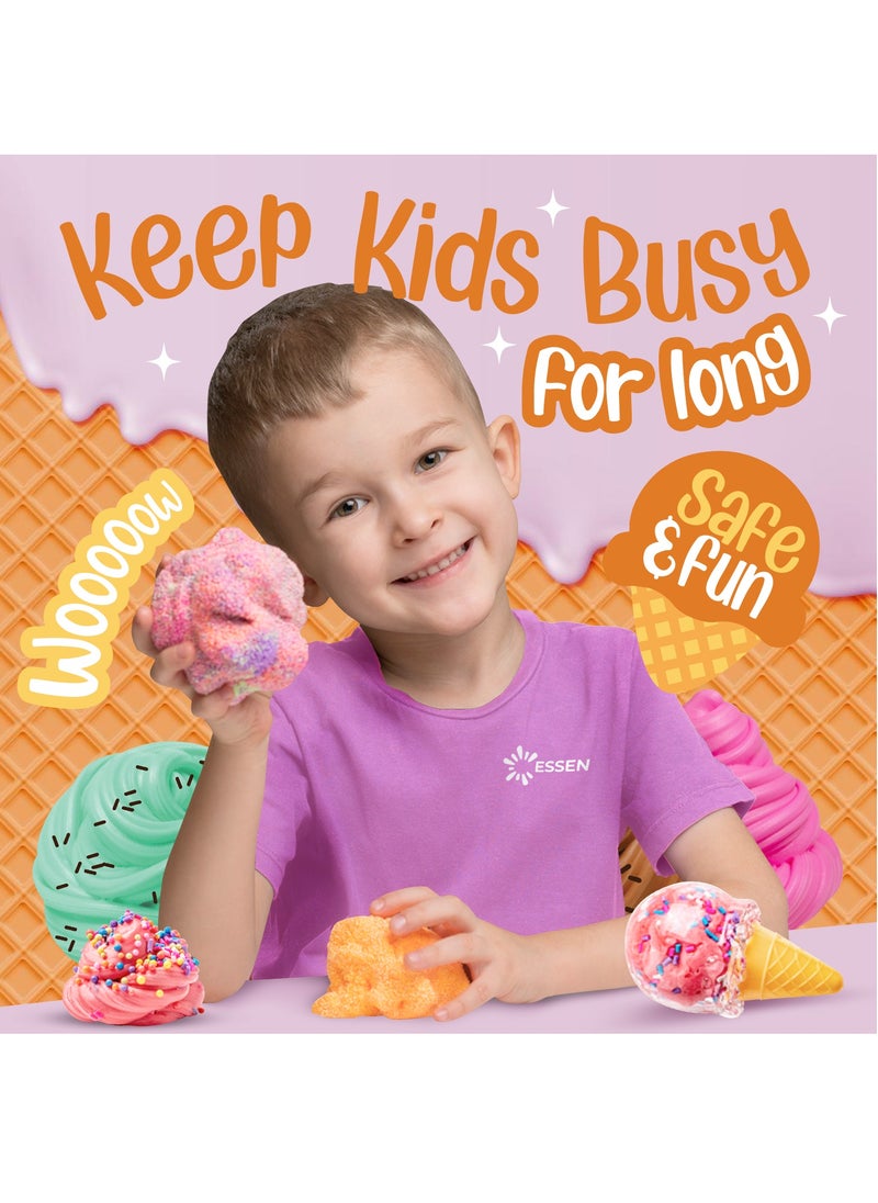 ESSEN Ice Cream Slime Kit for Kids DIY Slime Making Kit Make Your Own Slime Icecream Set Toys for Kids Girls Boys Birthday Gift Toy DIY Fluffy Butter Slime Kits Arts Crafts Set with 33 Accessories  - Image 5