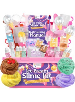 ESSEN Ice Cream Slime Kit for Kids DIY Slime Making Kit Make Your Own Slime Icecream Set Toys for Kids Girls Boys Birthday Gift Toy DIY Fluffy Butter Slime Kits Arts Crafts Set with 33 Accessories  - Image 1
