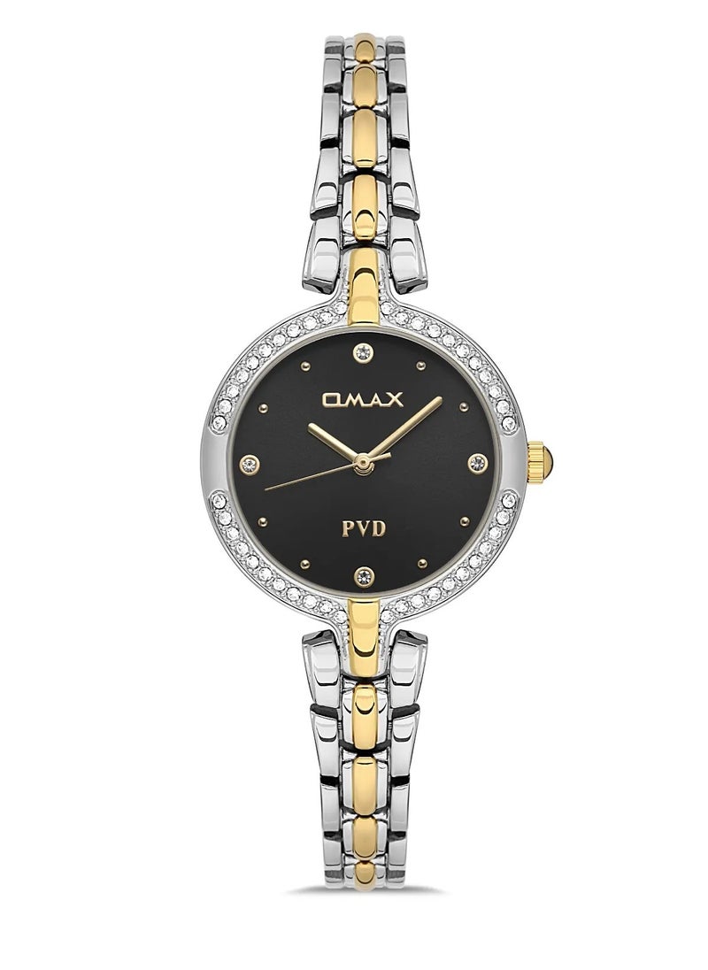 OMAX - Omax Women's Luxury Wrist Watch, Watches for Women, Stainless Watches, Steel Silver Luxury Band, Black Analog Dial, Waterproof Watch, 1 Year Warranty - Image 1