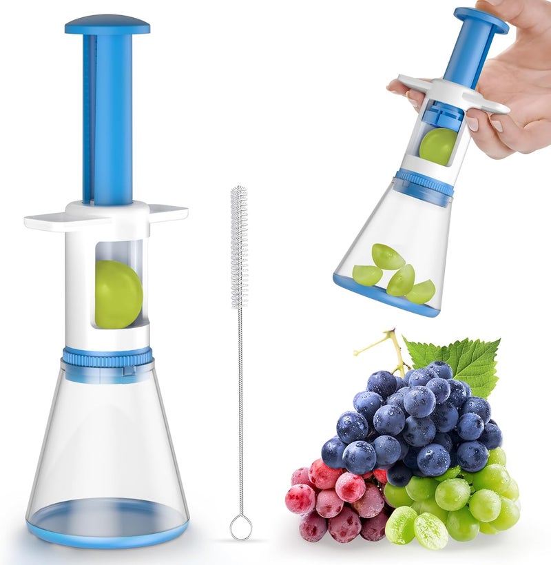 FUNIZE Grapes Cutter for Toddlers, Fruit & Veggie Cutter for Kids Grape Slicer Kitchen Tool, Perfect for Fruit Salads, Snacks, and Cake Decorations-Green Container-Blue Container - Image 1