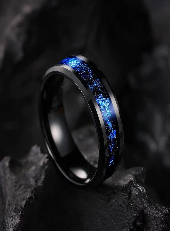 King Will Nature Mens 8mm Black/Silver Tungsten Carbide Wedding Ring with Black and Gold Foils Inlay Beveled Edge, 11, Tungsten Carbide, No Gemstone - Image 3
