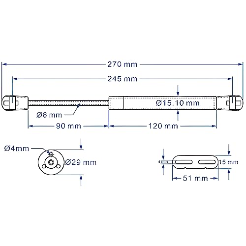 HOWDIA 200N/44lbs Gas Struts for Heavy Lid, Soft Open Gas Strut Gas Spring Gas Shocks Lift Supports, Safety Lift Support Lid Hinge for Cabinets Toy Box, Pack of 2 - Image 2