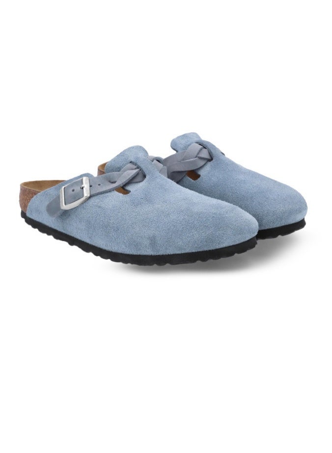 BIRKENSTOCK Boston Braided Suede Leather Clogs - Elemental Blue Comfort Slip-Ons - Image 2