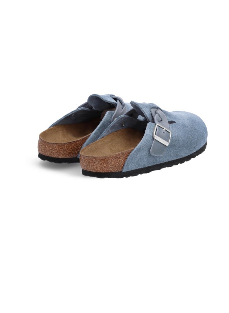 BIRKENSTOCK Boston Braided Suede Leather Clogs - Elemental Blue Comfort Slip-Ons - Image 3