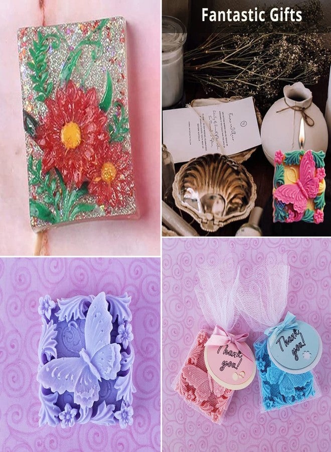 AIDOIT Silicone Soap Molds, AIDOIT 2 Pack Butterfly Flower Soap Molds 3D Floral Silicone Molds for Handmade Soaps DIY Candles Chocolates Biscuits Cakes Muffins Art Crafts - Image 4