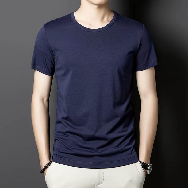Factory Summer Thin Slim Short Sleeve T-Shirt Men'S Round Neck Solid Color Bottoming Shirt Breathable Quick-Drying Clothes - Image 4