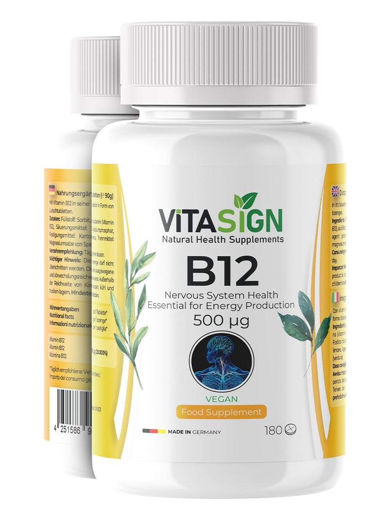 VITASIGN Premium Vitamin B12 500mcg, 180 Vegan Lozenges – Nervous System & Energy Support - Image 3