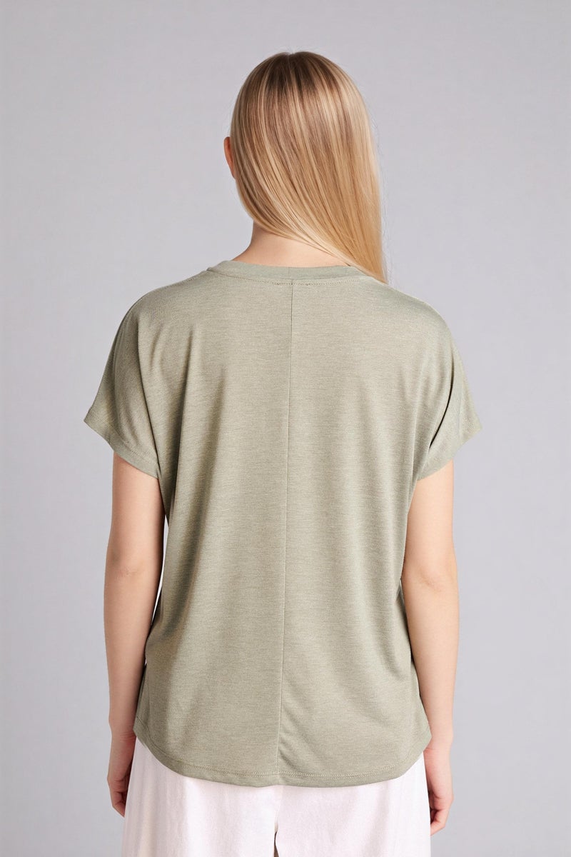 DeFacto Green Woman Crew Neck Floral Short Sleeve T-Shirt Casual - Image 5