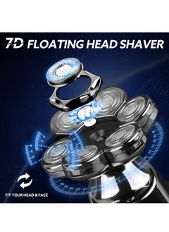 KASTWAVE Head Shavers for Men 7D, Bald Head Shavers for Men Electric Shavers Men Cordless Rechargeable Waterproof Wet& Dry, 9-in-1 Rotary Shaver Razor Grooming Kit with Nose Beard Trimmer Hair Clipper  - Image 3
