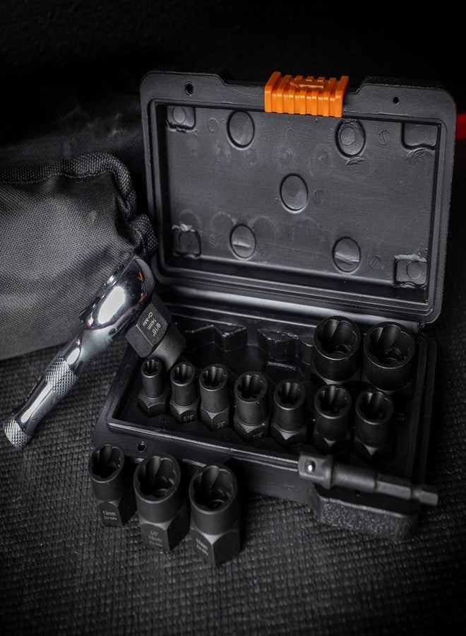 ABN Impact Bolt Remover Nut Extractor Socket Set - 14pc Hex Stripped Screw Removers Sockets for Damaged Frozen Rusted Round-Off Fasteners - Image 5