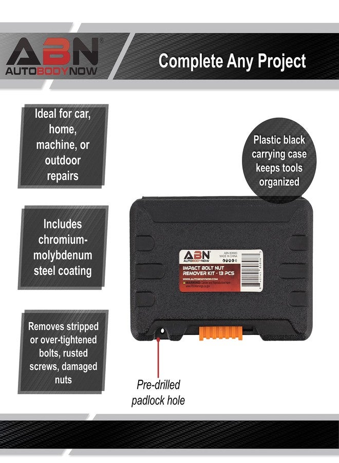 ABN Impact Bolt Remover Nut Extractor Socket Set - 14pc Hex Stripped Screw Removers Sockets for Damaged Frozen Rusted Round-Off Fasteners - Image 4