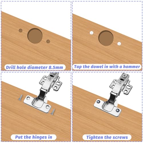 Zyghjort 100 Pack Plastic Hinge Dowel Inserts with Screws, Plastic Dowel 8mm White Dowels Cabinet Door Hinge Dowels for Cabinet Door Drawer Bedside Table Repair Installation Replacement Bathroom Kitchen - Image 4