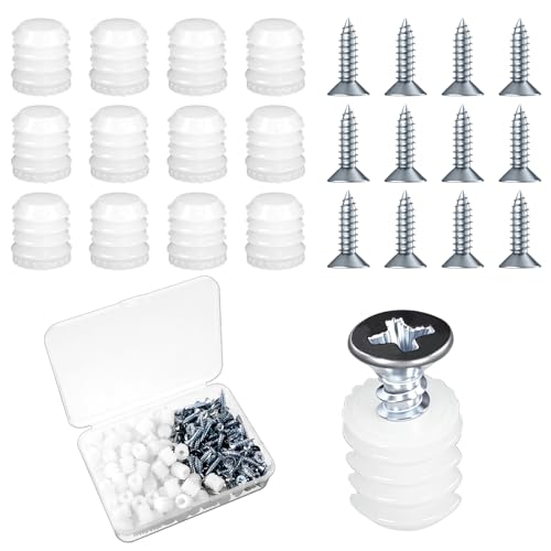 Zyghjort 100 Pack Plastic Hinge Dowel Inserts with Screws, Plastic Dowel 8mm White Dowels Cabinet Door Hinge Dowels for Cabinet Door Drawer Bedside Table Repair Installation Replacement Bathroom Kitchen - Image 1