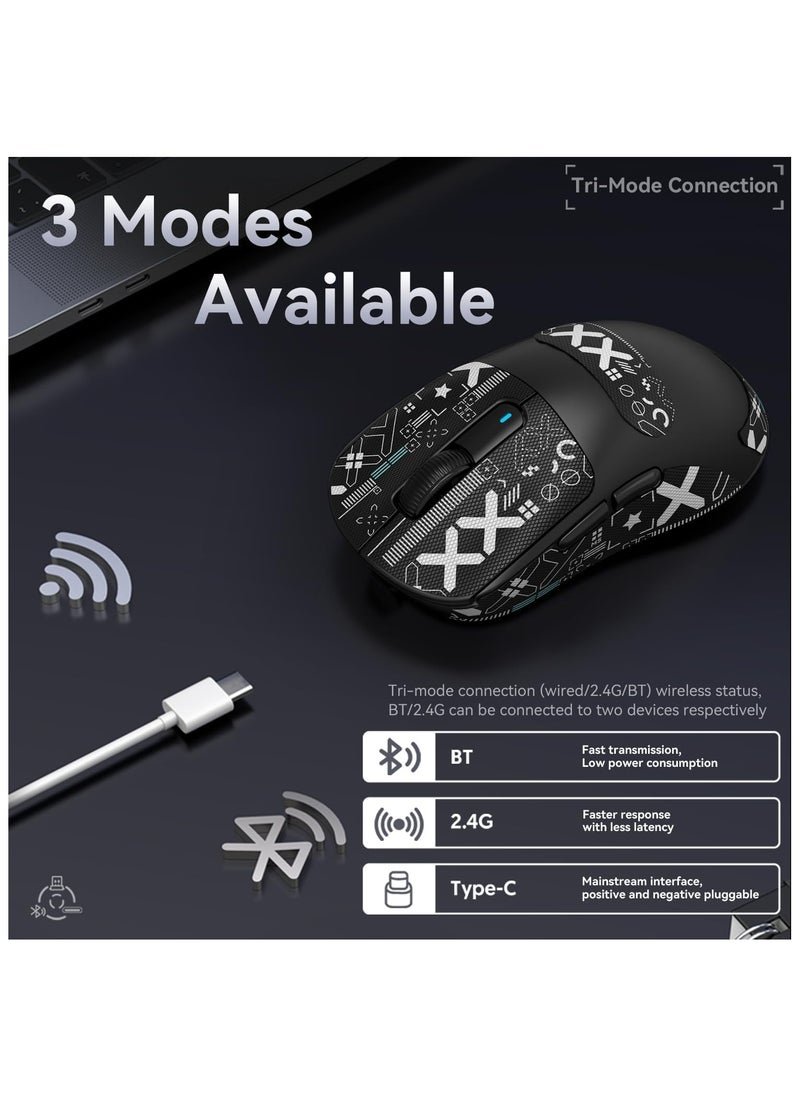 Attack Shark ATTACK SHARK X3 Wireless Gaming Mouse – Ultra-Light 49g Superlight Design – 26,000 DPI Optical Sensor – 2.4GHz Wireless, Bluetooth & Wired Connection – Programmable Buttons – RGB Lighting – Ergonomic Grip – Compatible with PC, Laptop, Mac (White)  - Image 4