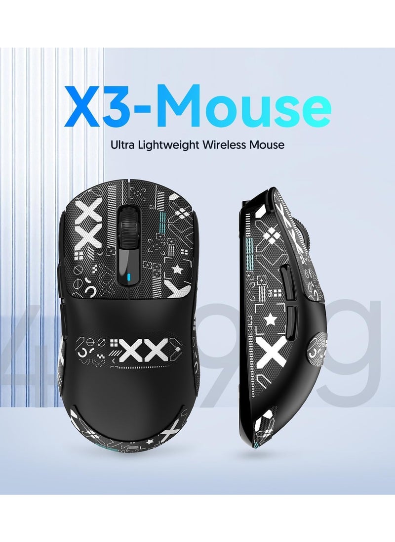 Attack Shark ATTACK SHARK X3 Wireless Gaming Mouse – Ultra-Light 49g Superlight Design – 26,000 DPI Optical Sensor – 2.4GHz Wireless, Bluetooth & Wired Connection – Programmable Buttons – RGB Lighting – Ergonomic Grip – Compatible with PC, Laptop, Mac (White)  - Image 2