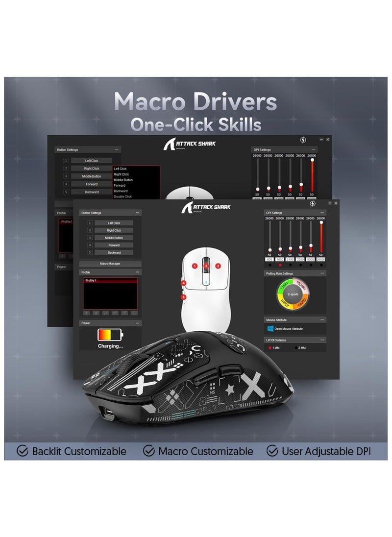 Attack Shark - ATTACK SHARK X3 Wireless Gaming Mouse – Ultra-Light 49g Superlight Design – 26,000 DPI Optical Sensor – 2.4GHz Wireless, Bluetooth & Wired Connection – Programmable Buttons – RGB Lighting – Ergonomic Grip – Compatible with PC, Laptop, Mac (White) - Image 1