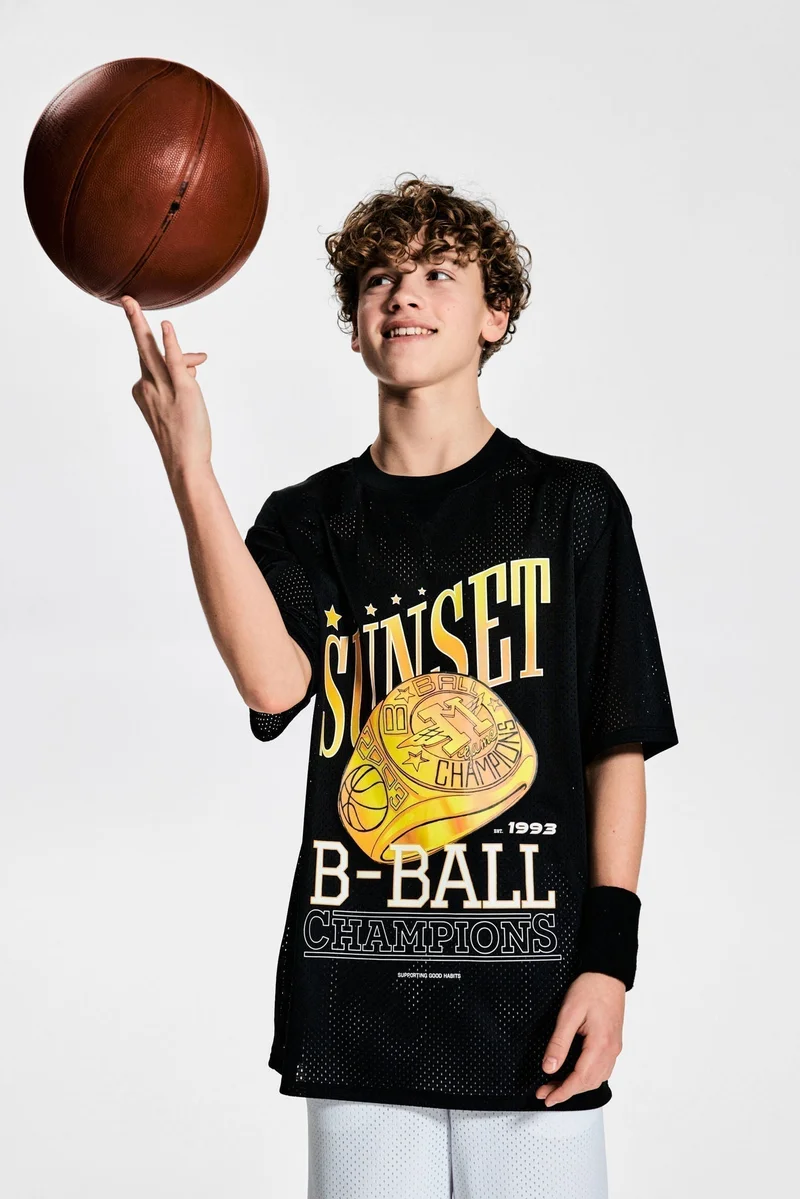 H&M Printed mesh sports top in DryMove™