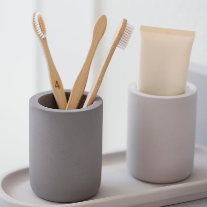 Selegna Drying Stone Toothbrush Holder, Diatomite Toothbrush Holders for Bathroom, Quick Drying Electric Toothbrush & Toothpaste Holder Cup, Diatomaceous Earth Bathroom Sink Organizer (Dark Grey) - Image 5