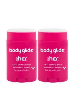 BodyGlide Body Glide For Her Anti Chafe Balm | Chafing stick with added emollients | Great for dry, sensitive skin and/or sensitive areas | Use on chest, bra, butt, groin, arm, and thigh chafing | 1.5oz-2pk  - Image 1