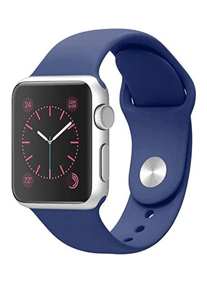 NIBEMINENT Replacement Silicone Strap For Apple Smartwatch 42-44mm Blue - Image 1