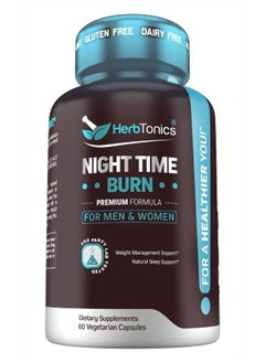 Herbtonics Night Time Weight Supplement with Melatonin to Support Sleep & Metabolism | Melatonin & L-Theanine for Women and Men | Non-GMO, Vegan Friendly Capsules  - Image 1