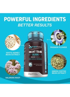 Herbtonics Night Time Weight Supplement with Melatonin to Support Sleep & Metabolism | Melatonin & L-Theanine for Women and Men | Non-GMO, Vegan Friendly Capsules  - Image 5