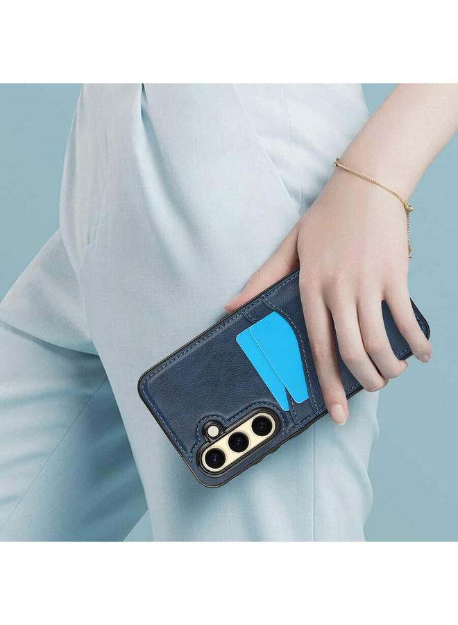 اس-توب جراب لهاتف Samsung Galaxy S24 FE 5G مصنوع من جلد الليتشي مع فتحات للبطاقات - Image 4