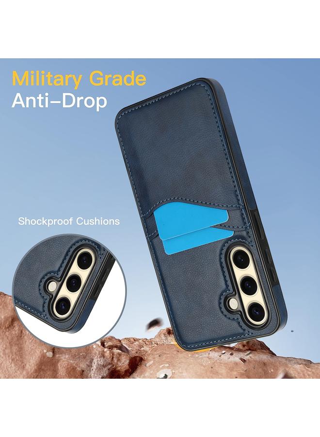 اس-توب جراب لهاتف Samsung Galaxy S24 FE 5G مصنوع من جلد الليتشي مع فتحات للبطاقات - Image 3