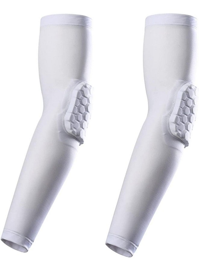 bouti1583 Elbow Pads, Basketball Shooter Sleeves, Collision Avoidance Hex Padded Elbow For Volleyball Football Baseball Cycling (White Medium) - Image 1