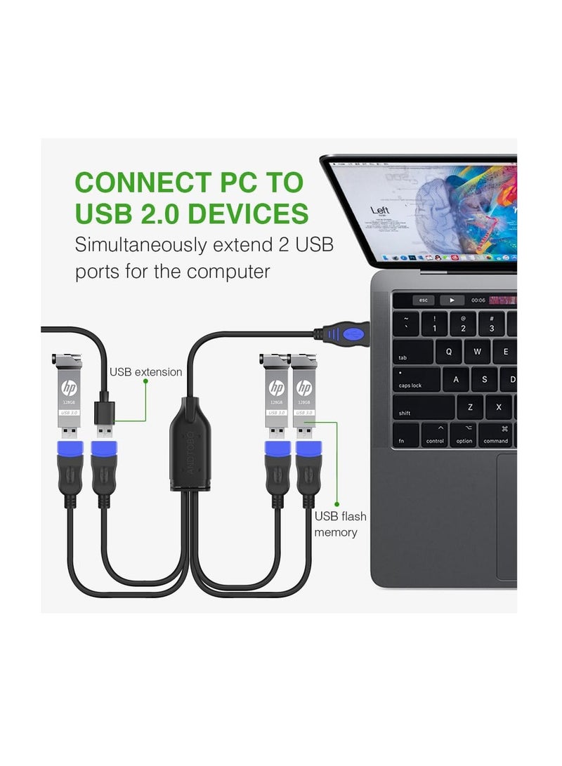 ANDTOBO USB 1 to 4 Splitter, USB 2.0 Y Splitter Charger Cable USB 1 Male to 4 Female Power Cord Extension Hub Cable for PC/PS4/MacBook/Laptop/TV/LED Etc,Navy - Image 5