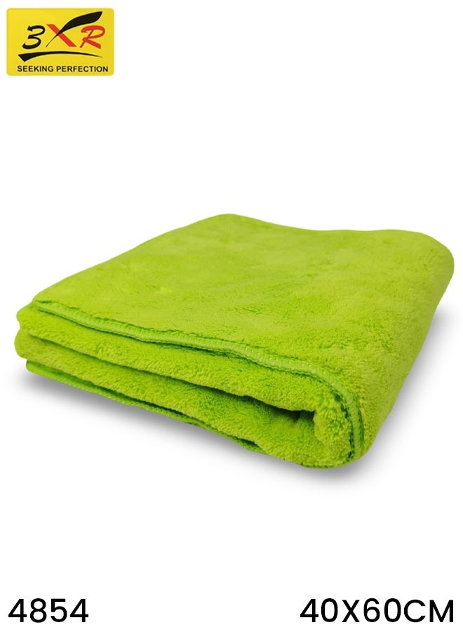 3XR Microfiber Cleaning Cloth 40x60cm green, 550GSM Ultra Soft & Absorbent Towel for Car, Bike & Home Cleaning, Lint-Free & Scratch-Free Plush Fiber Drying Cloth for Polishing, Washing & Dusting, Durable Machine Washable Multipurpose Cloth - Image 1
