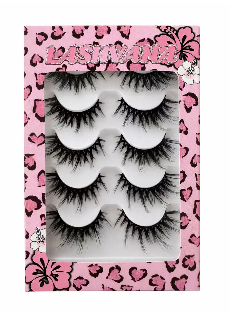 lashvana 5 Pairs False Eyelashes Pack Fluffy 3D Eyelashes, Dramatic Volume Long Wispy Faux Mink Fake Lashes For Party Cosmetic Makeup, Reusable Fake Lashes,Glue Required. - Image 1