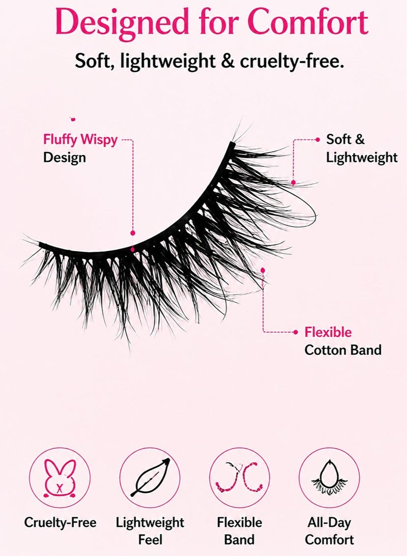 lashvana 5 Pairs False Eyelashes Pack Fluffy 3D Eyelashes, Dramatic Volume Long Wispy Faux Mink Fake Lashes For Party Cosmetic Makeup, Reusable Fake Lashes,Glue Required. - Image 3