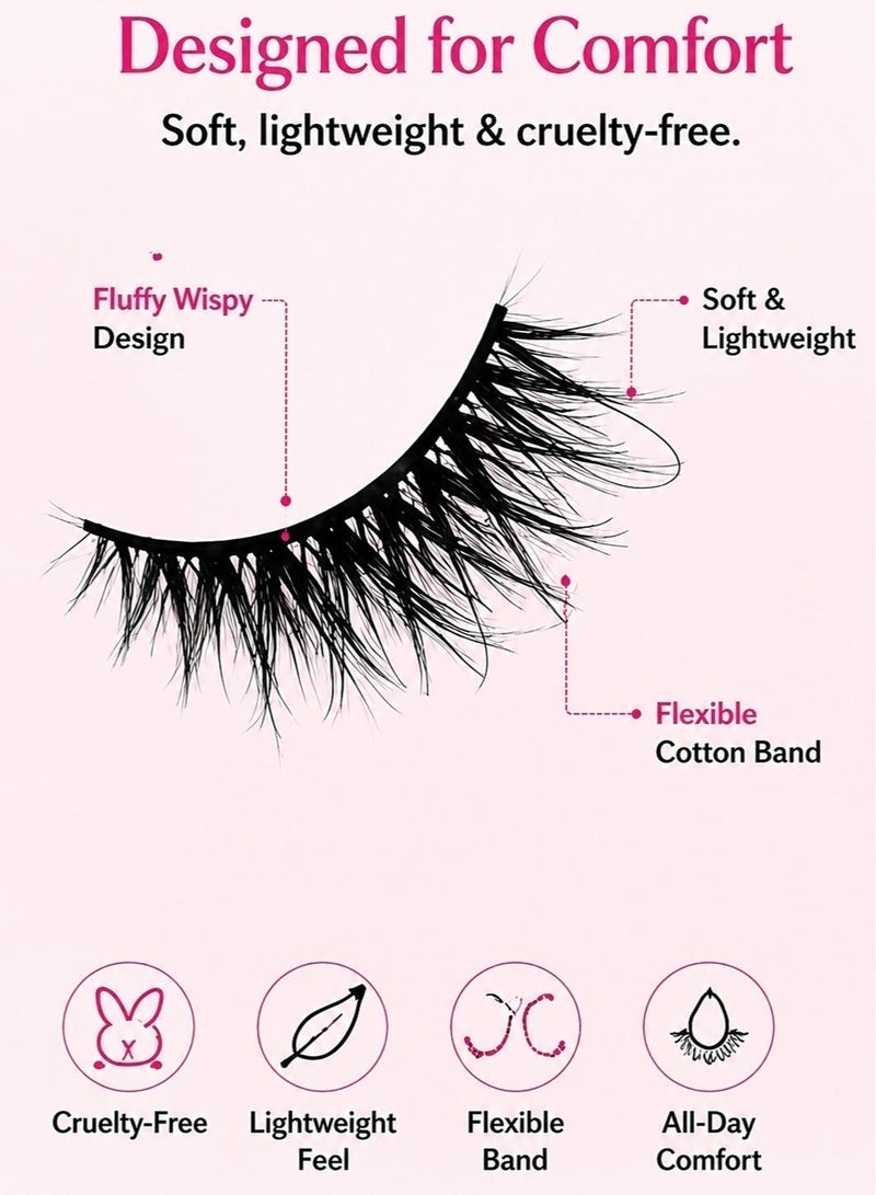lashvana 5 Pairs False Eyelashes Pack Fluffy 3D Eyelashes, Dramatic Volume Long Wispy Faux Mink Fake Lashes For Party Cosmetic Makeup, Reusable Fake Lashes,Glue Required. - Image 2