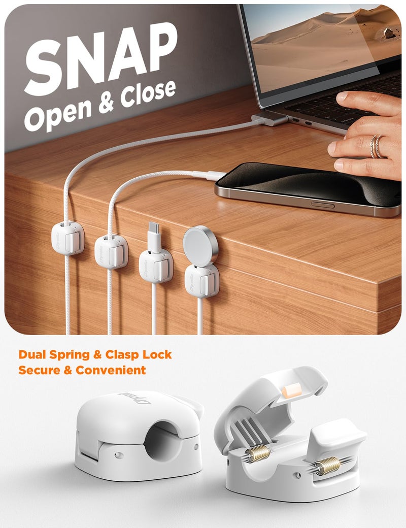 Chfeila 6Pack Cord Organizer, Chfeila Compact Dual Spring & Clasp Lock Cable Management Clips, Adhesive Phone Charger Keeper, Wire Holder for Nightstand/Wall/Car, Home Office Desk Accessories Decor Essentials - Image 2