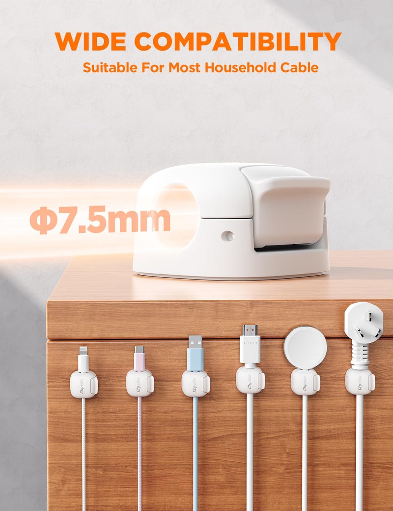Chfeila 6Pack Cord Organizer, Chfeila Compact Dual Spring & Clasp Lock Cable Management Clips, Adhesive Phone Charger Keeper, Wire Holder for Nightstand/Wall/Car, Home Office Desk Accessories Decor Essentials - Image 5