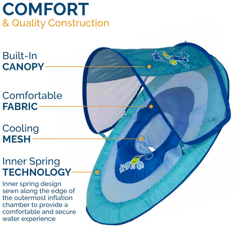SwimWays Baby Spring Float with Adjustable Canopy and UPF Sun Protection, Blue Lobster - Image 3