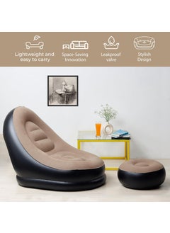 Ninzae Ninzae Inflatable Deck Chair with Air Pump Lounger Sofa for Indoor Living Room Bedroom Outdoor Travel Camping Picnic Beach Chaise LoungesBrown  - Image 3
