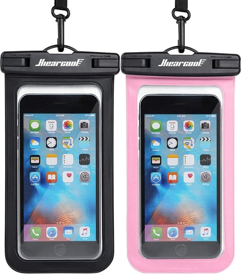 Hiearcool Universal Waterproof Case, Waterproof Phone Pouch Compatible for iPhone 17 16 15 14 13 Pro Max XS Plus Samsung Galaxy S22 Cellphone Up to 8.3", IPX8 Cellphone Beach Bag for Travel - 2 Pack - Image 1