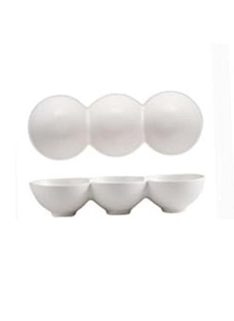 Triple appetizer plate, for appetizers, sauces, and dessert (white)